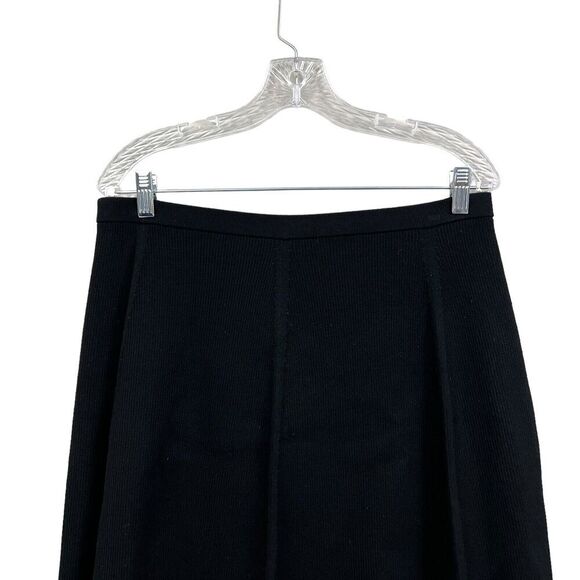 Theory Womens Mini Knit Skirt Stretch Elastic Waist Flared Ribbed‎ Black Size L - Picture 5 of 5